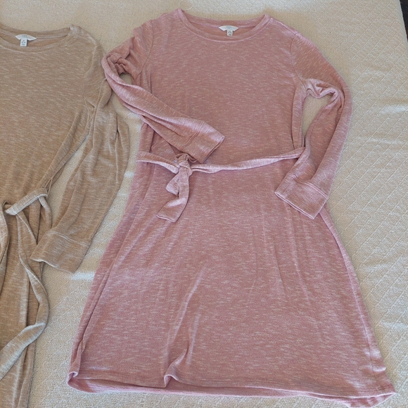 Time and Tru Beige and Blush Belted Dresses - Picture 3 of 6
